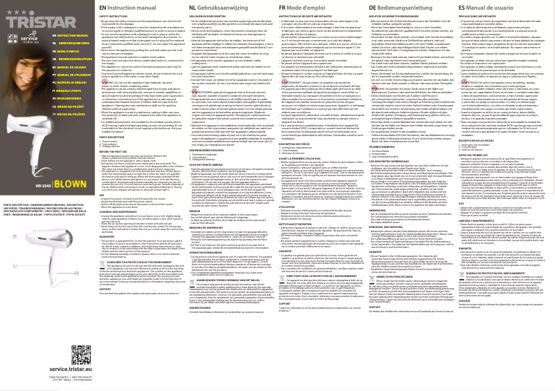 Page 1 de la notice Manuel utilisateur TriStar HD-2343