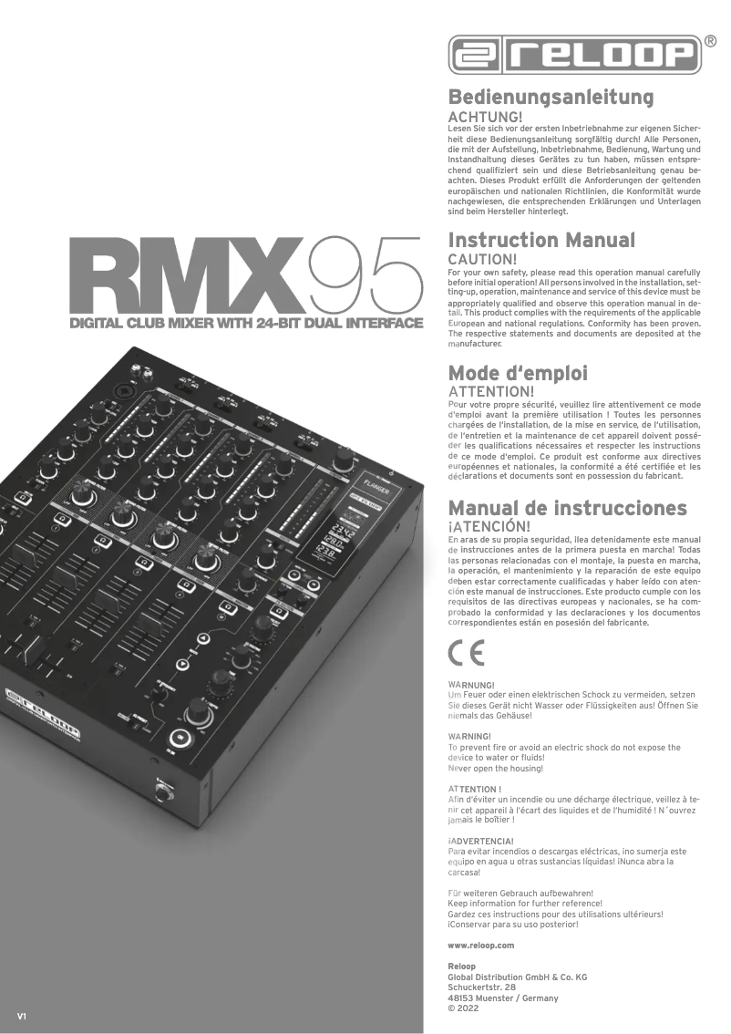 Page n°1 - Manuel utilisateur Reloop RMX-95