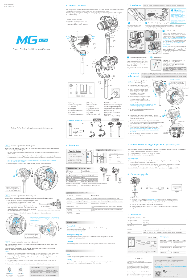 Image de la première page du manuel de l'appareil MG Lite