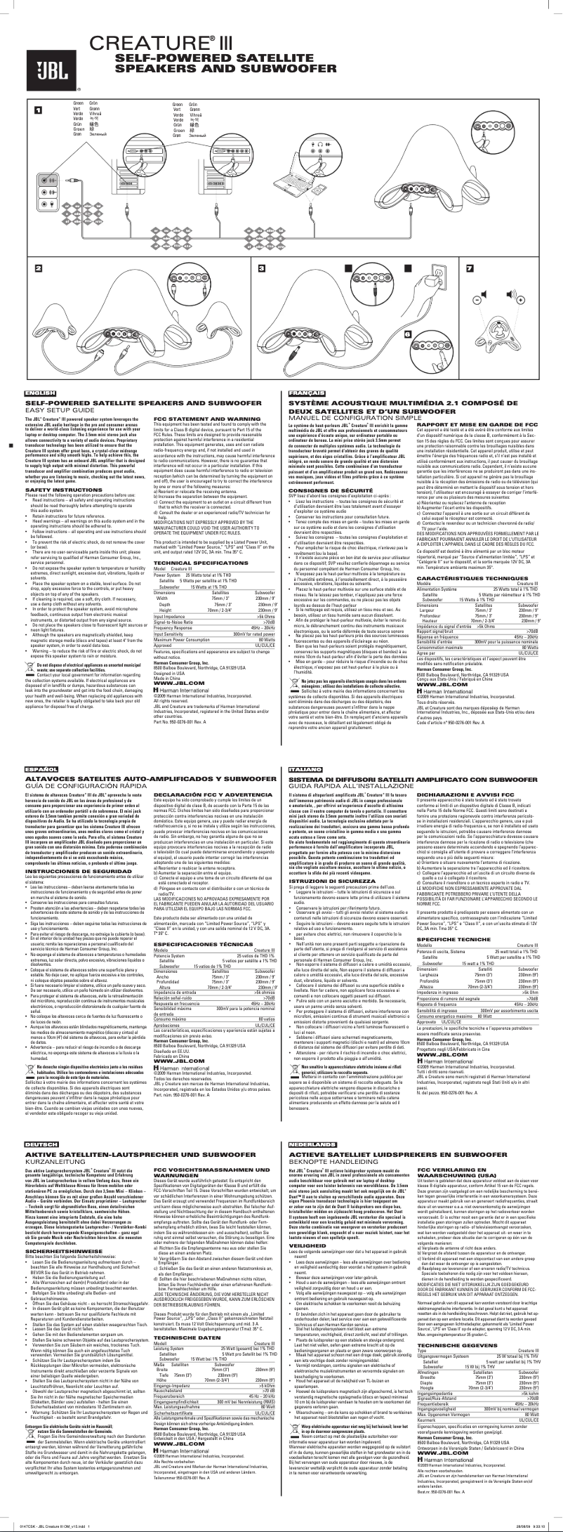 Page n°1 - Manuel utilisateur JBL Creature III BK