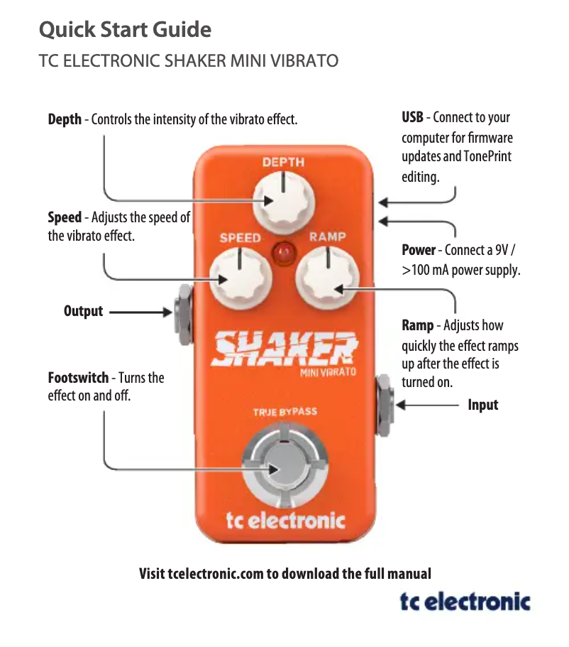 Page n°1 - Guide de démarrage rapide TC Electronic Shaker Mini Vibrato