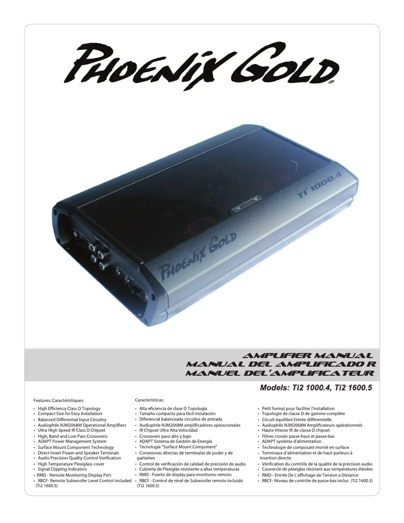 Page 1 de la notice Manuel utilisateur Phoenix Gold TI22000.1