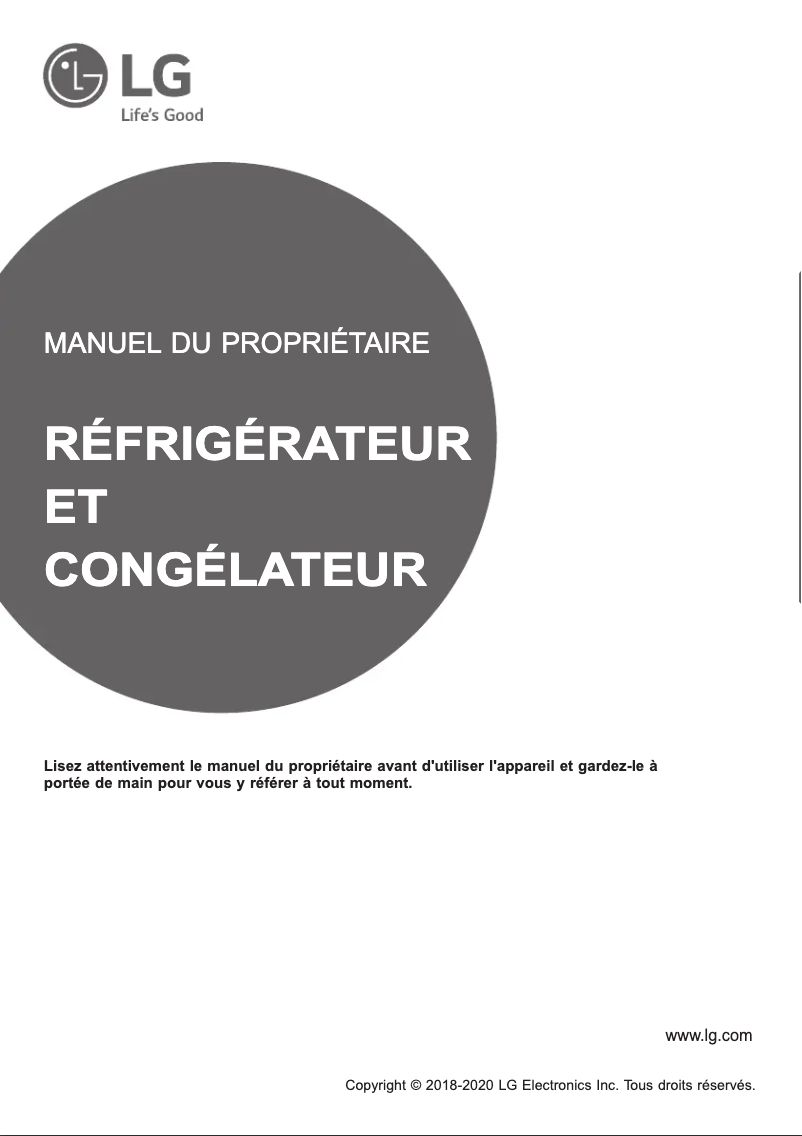 Page 1 de la notice Manuel utilisateur LG GR-F882HLHU