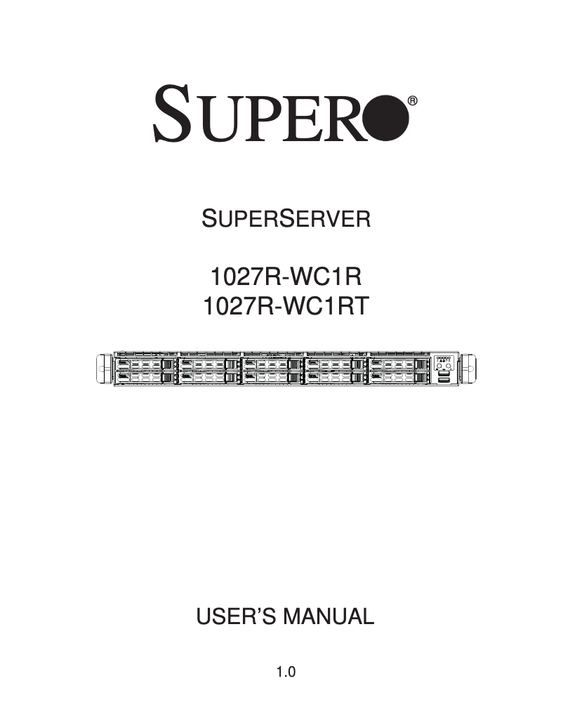 Page 1 de la notice Manuel utilisateur Supermicro SuperServer 1027R-WC1R