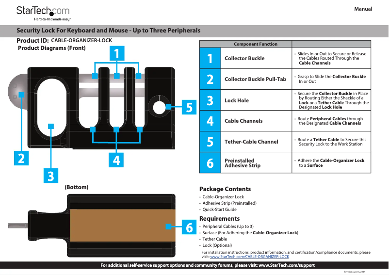 Page n°1 - Manuel utilisateur StarTech.com CABLE-ORGANIZER-LOCK