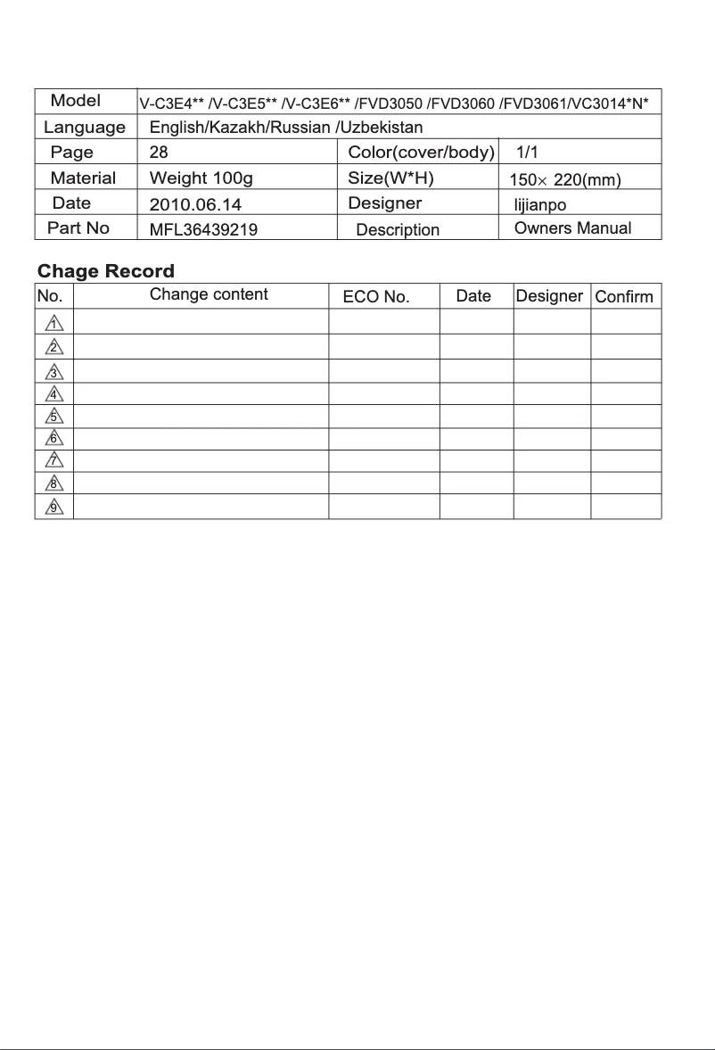 Page 1 de la notice Manuel utilisateur LG V-C30142NU