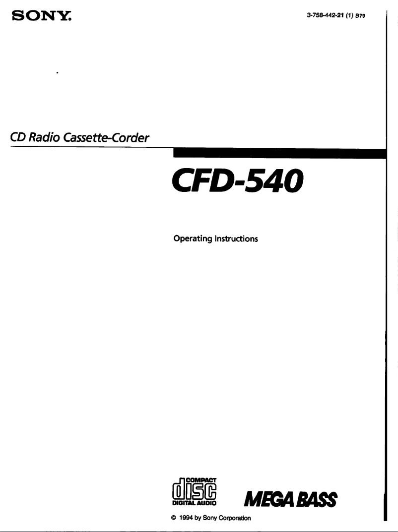 Page 1 de la notice Manuel utilisateur Sony CFD-540