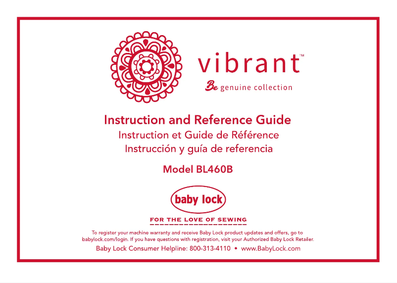 Page 1 de la notice Manuel utilisateur Baby Lock Vibrant