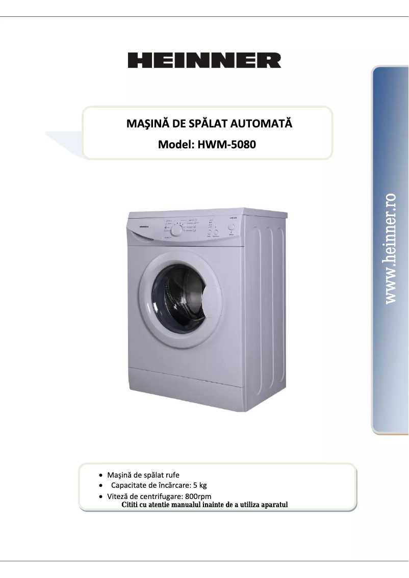 Page 1 de la notice Manuel utilisateur Heinner HWM-5080