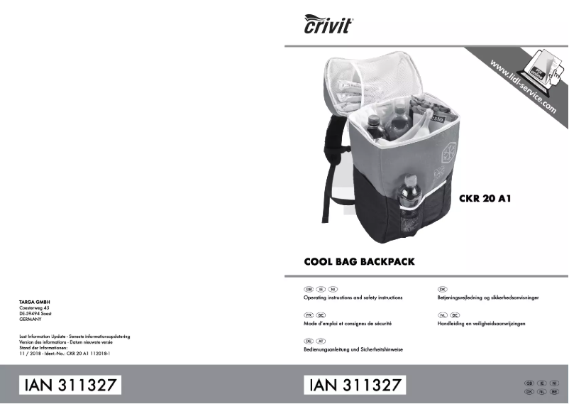 Page 1 de la notice Manuel utilisateur Crivit CKR 20 A1