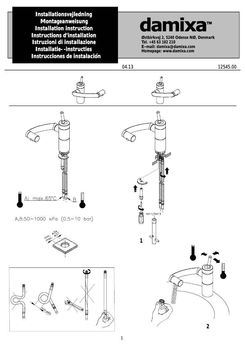 Page n°1 - Manuel utilisateur Damixa 2900094