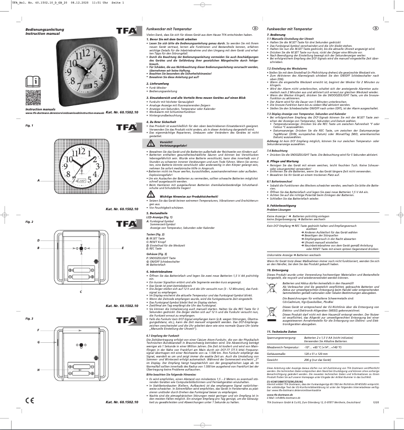 Page 1 de la notice Manuel utilisateur TFA 60.1502.10