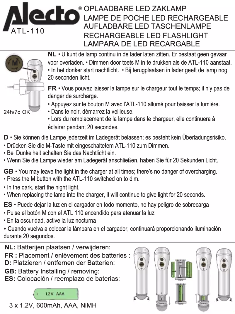 Page n°1 - Manuel utilisateur Alecto ATL-110
