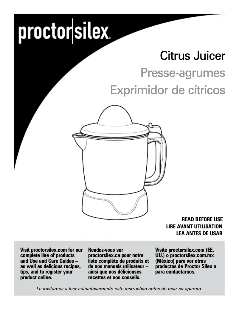 Page n°1 - Manuel utilisateur Proctor Silex 66340