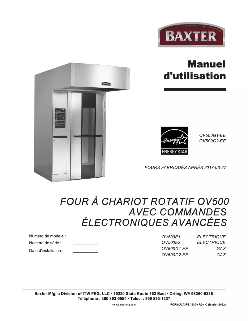 Page 1 de la notice Manuel utilisateur BAXTER OV500