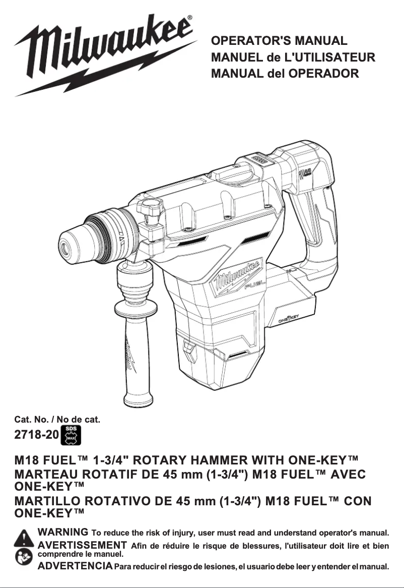 Page n°1 - Manuel utilisateur Milwaukee M18 Fuel ONE KEY 2718-22