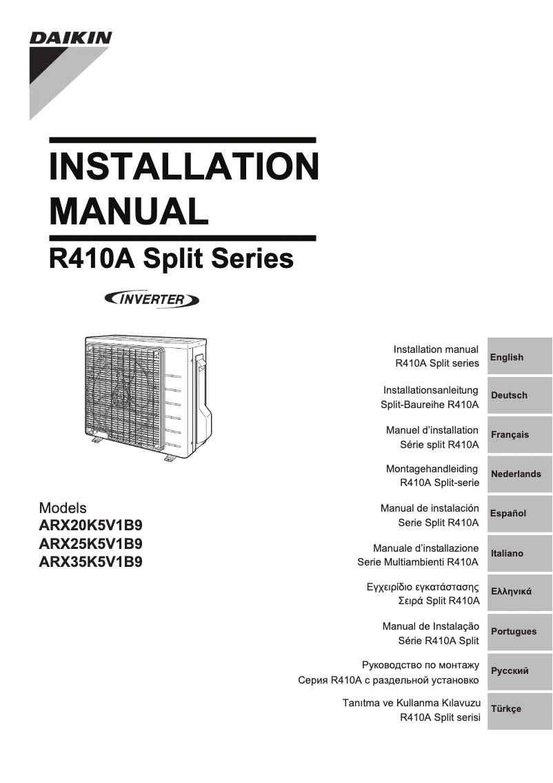 Page 1 de la notice Manuel utilisateur Daikin ARX35K2V1B
