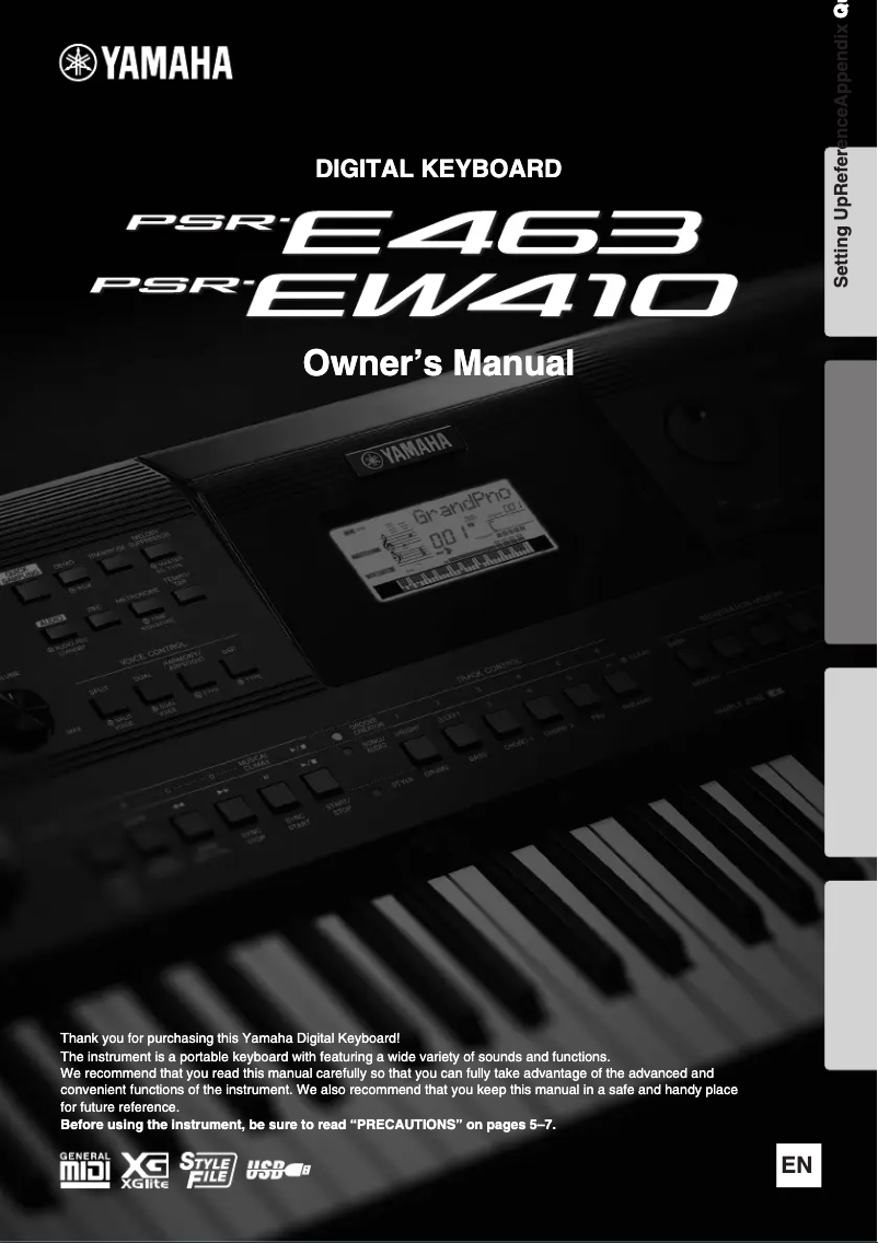 Página 1 del manual Manual de usuario Yamaha PSR-EW410