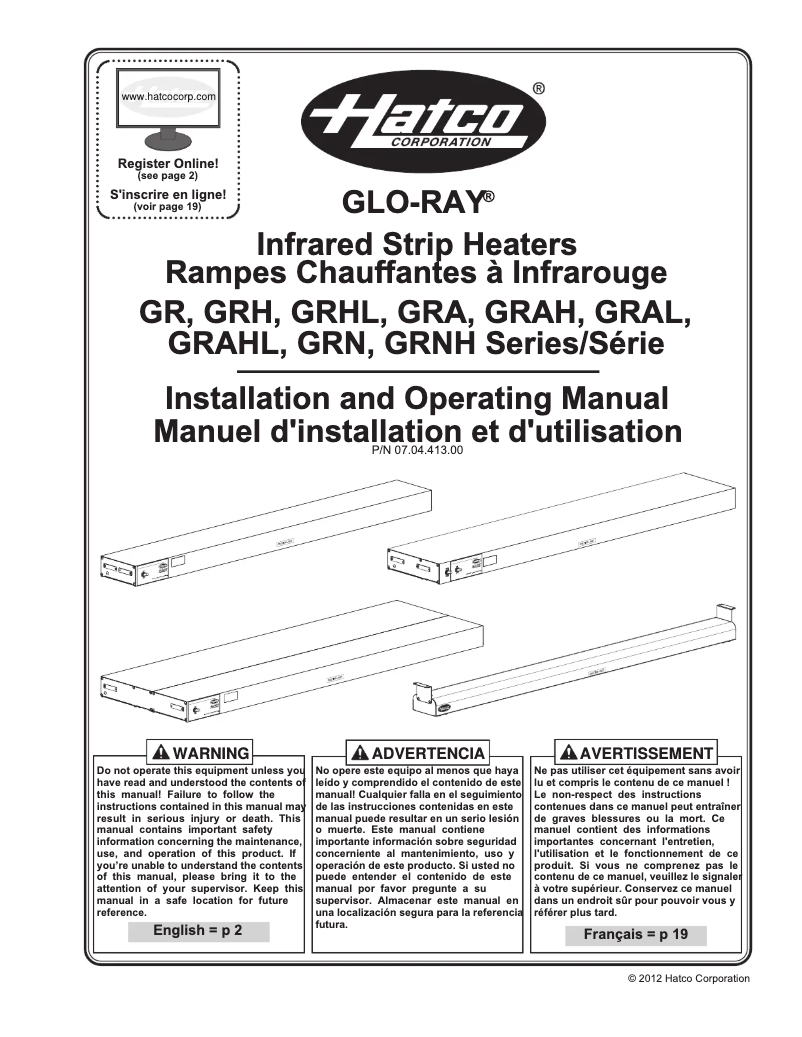 Page n°1 - Manuel utilisateur Hatco Glo-Ray GRBW-54
