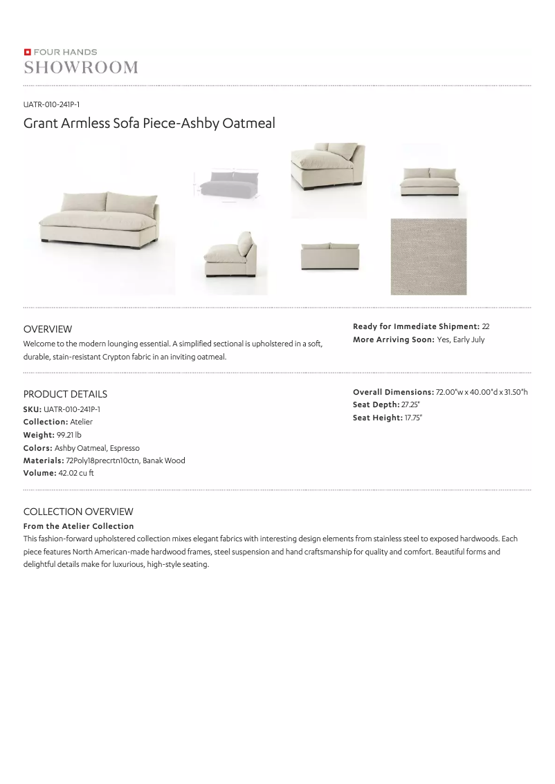 Page 1 de la notice Manuel utilisateur Four Hands UATR-010-241P-1