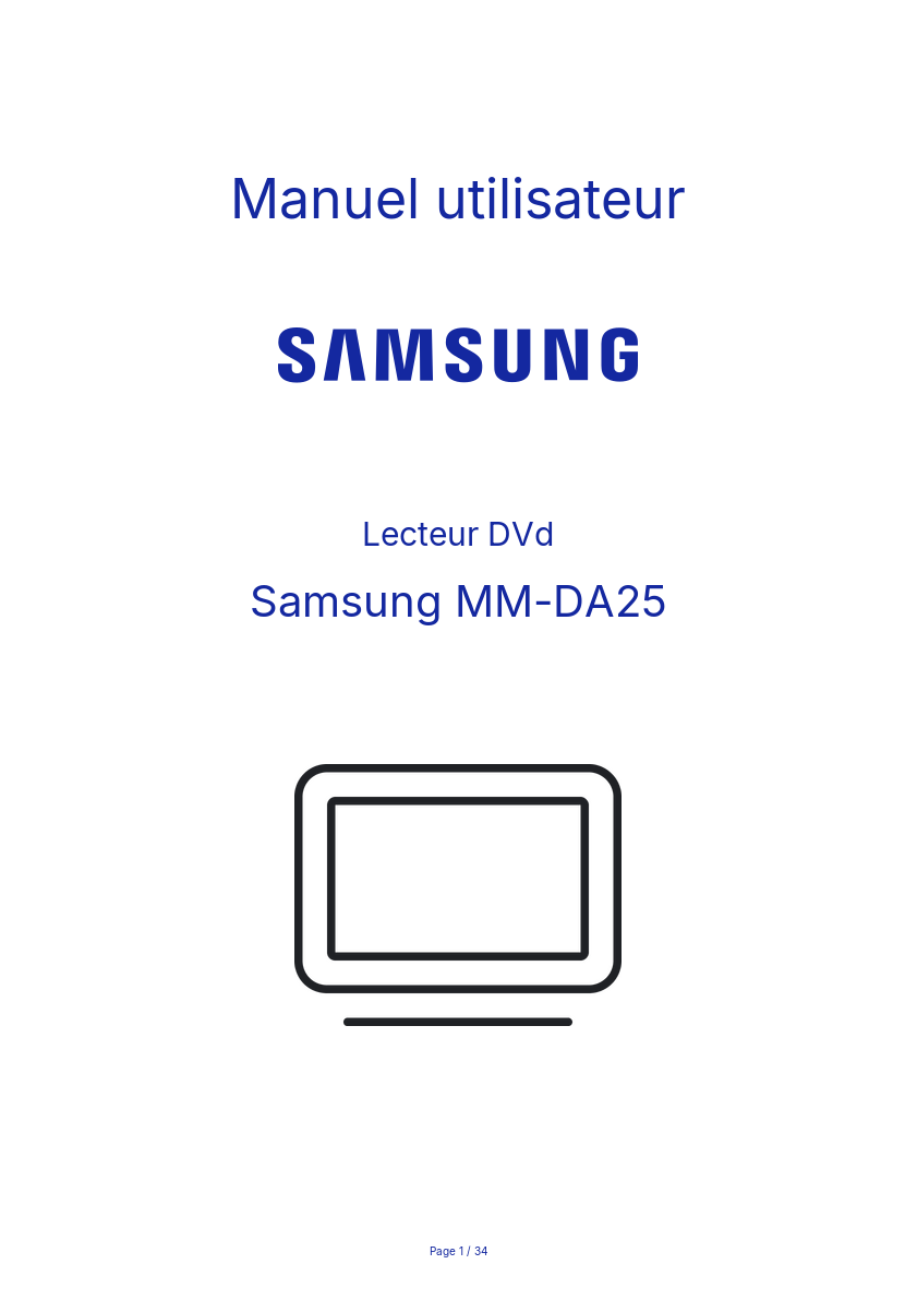 Page n°1 - Manuel utilisateur Samsung MM-DA25