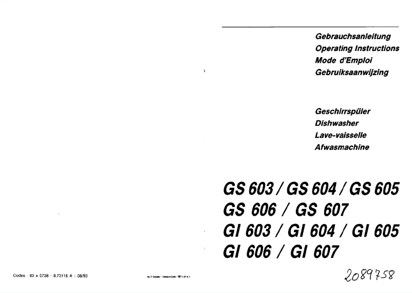 Image de la première page du manuel de l'appareil GS 607 W