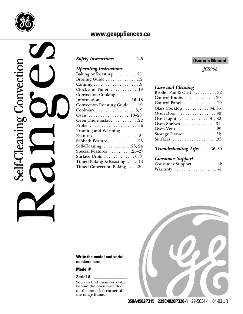 Image de la première page du manuel de l'appareil JCS968SFSS