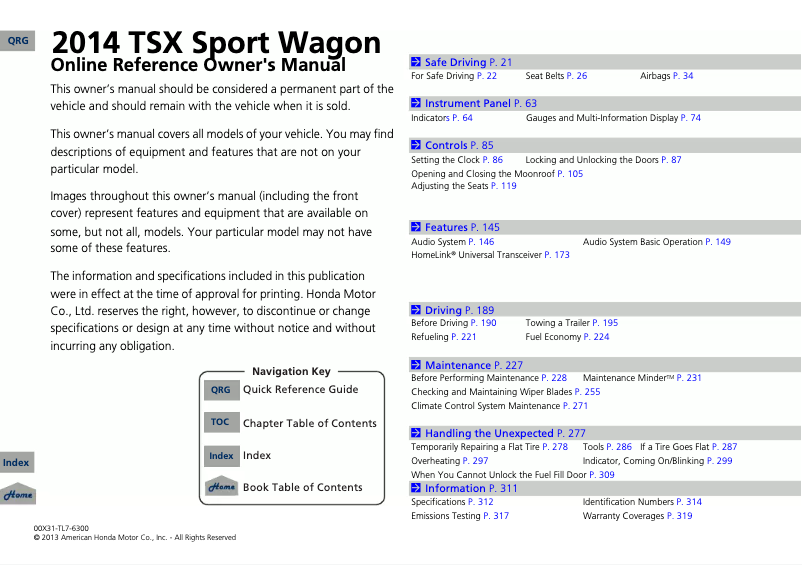 Image de la première page du manuel de l'appareil TSX (2014)