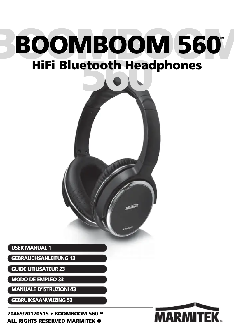 Page 1 de la notice Manuel utilisateur Marmitek BoomBoom 560