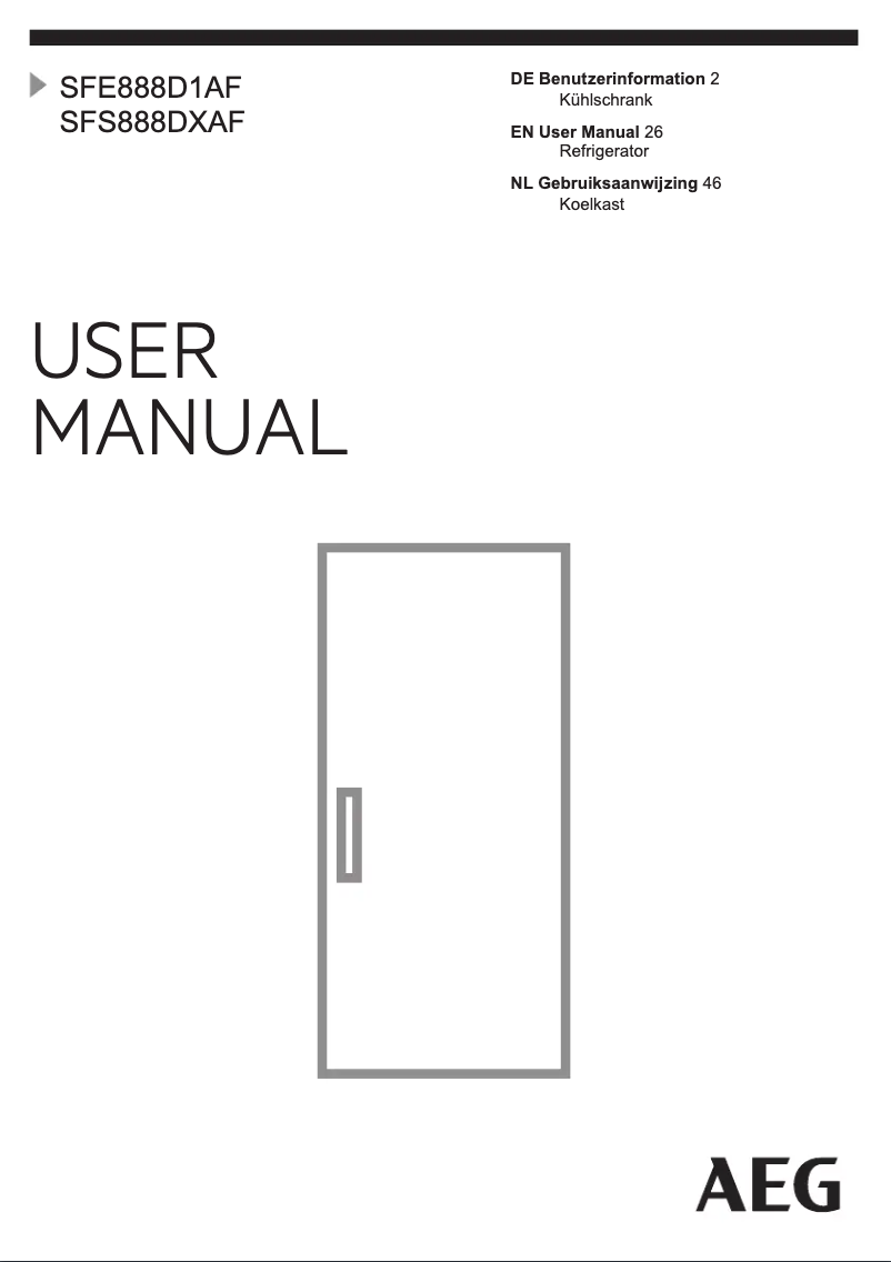 Page 1 de la notice Manuel utilisateur AEG SFE888D1AF