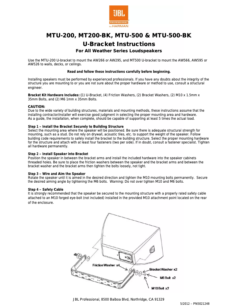 Page n°1 - Manuel utilisateur JBL AW526