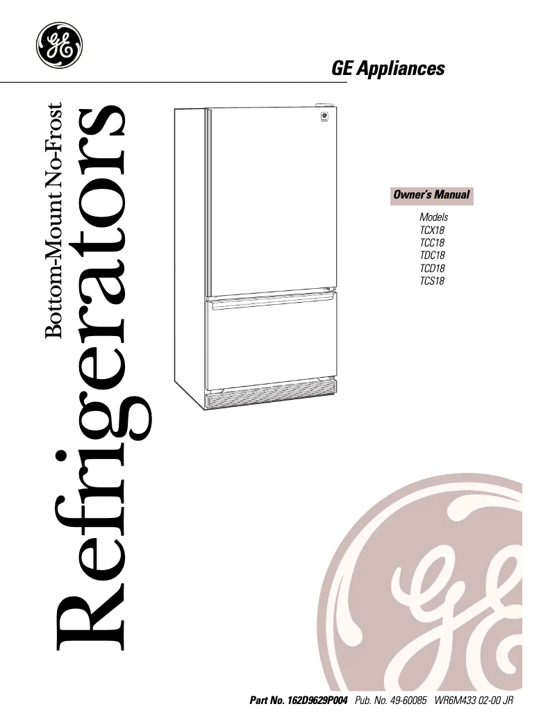 Page 1 of the manual User Manual GE TCX18PAALBS