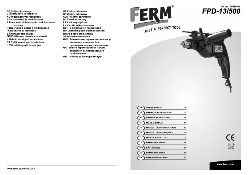 Imagen de la primera página del manual del dispositivo FPD-13/500
