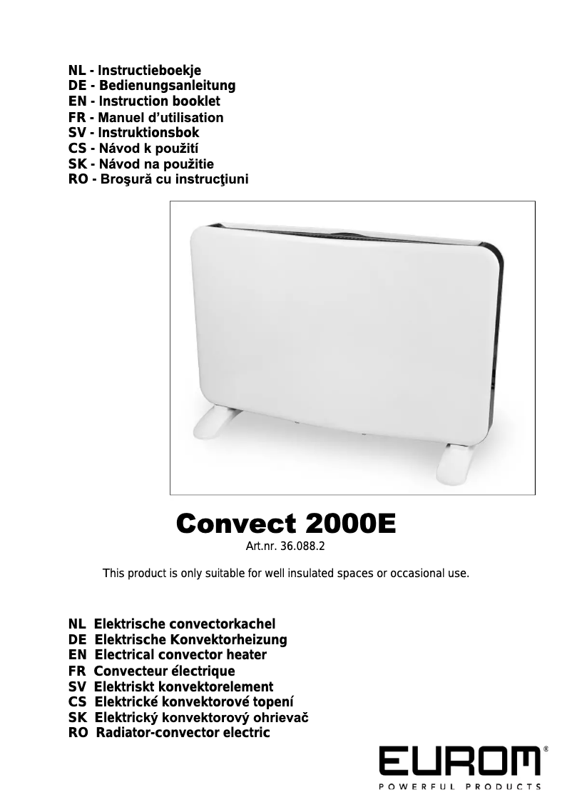 Page 1 de la notice Manuel utilisateur Eurom Convect 2000E