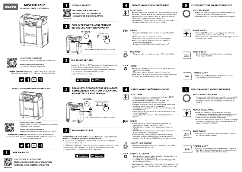 Page 1 de la notice Guide de démarrage rapide ION Adventurer