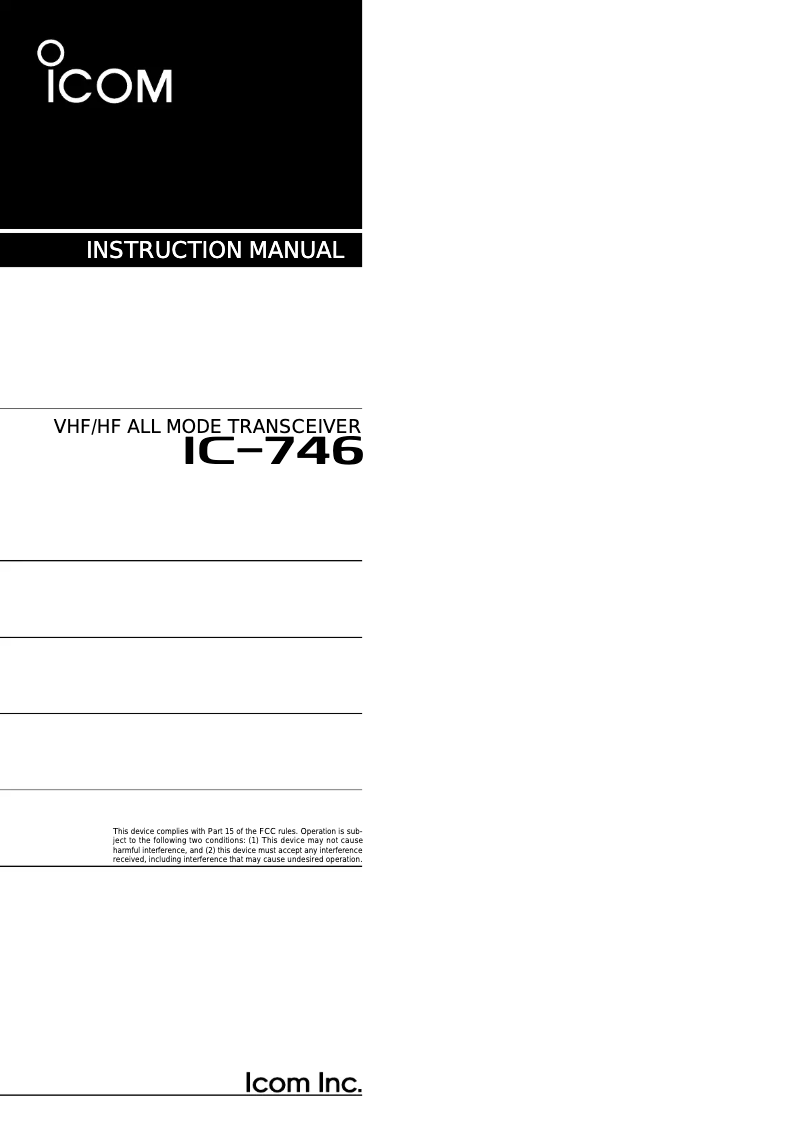 Page n°1 - Manuel utilisateur ICOM IC-746