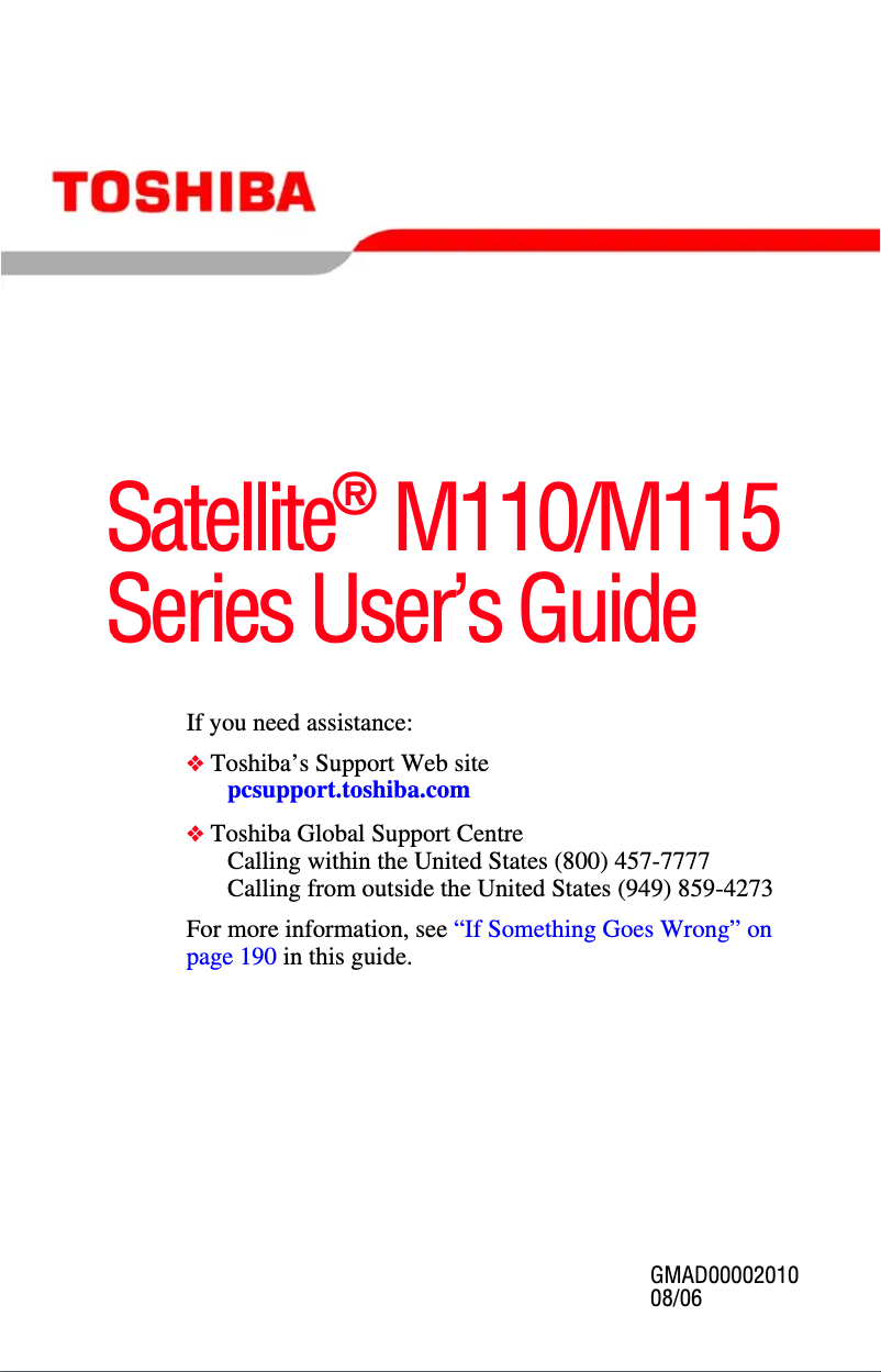 Image de la première page du manuel de l'appareil Satellite M115