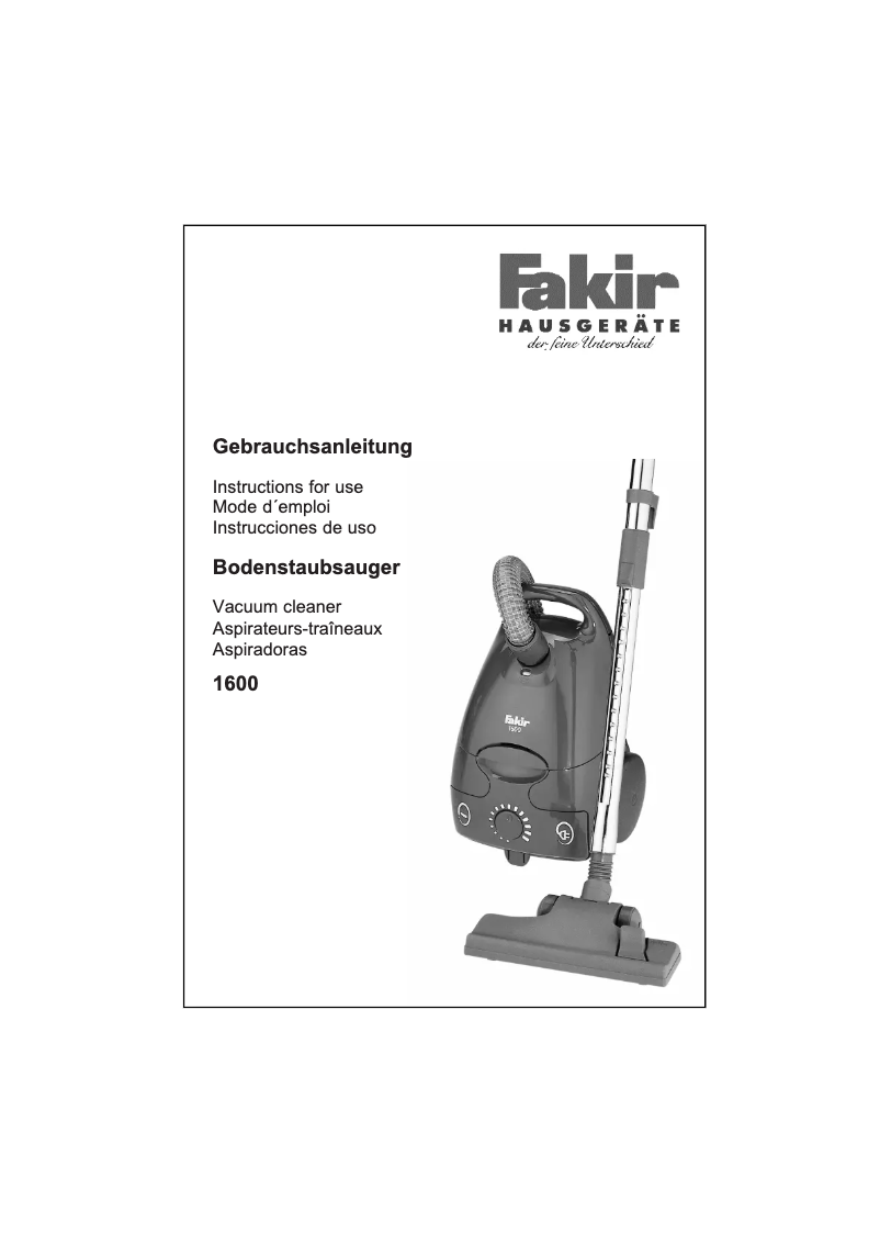 Página 1 del manual Manual de usuario Fakir 1600