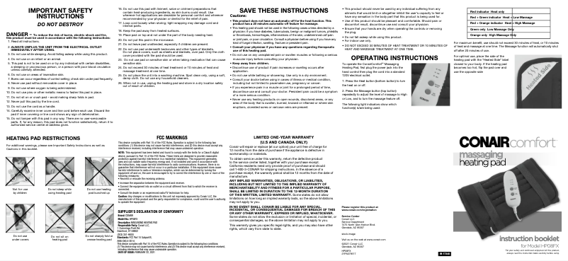 Page 1 de la notice Manuel utilisateur Conair HP08FX