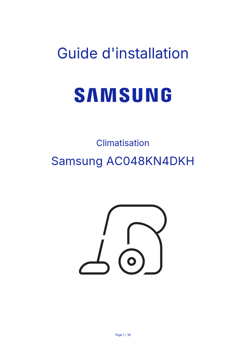 Page n°1 - Guide d'installation Samsung AC048KN4DKH