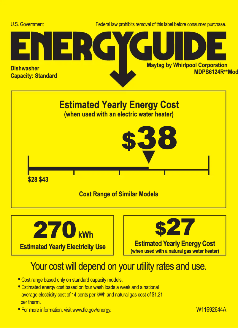 Page n°1 - Label énergétique Maytag MDPS6124RZ
