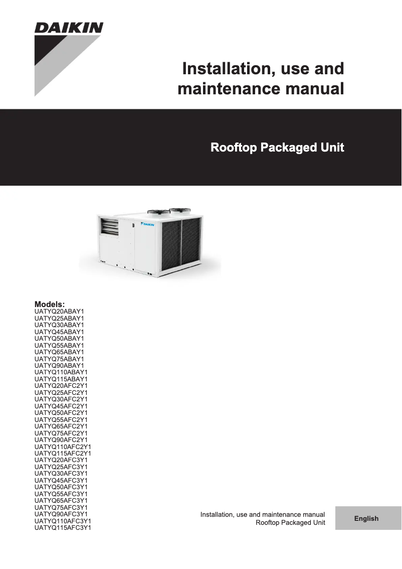 Page 1 de la notice Guide d'installation Daikin UATYQ30AFC3Y1