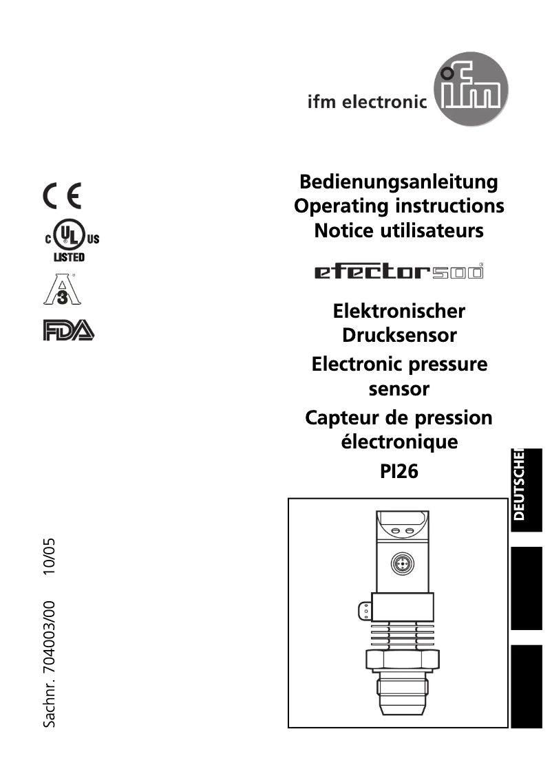 Page n°1 - Manuel utilisateur IFM PI2654
