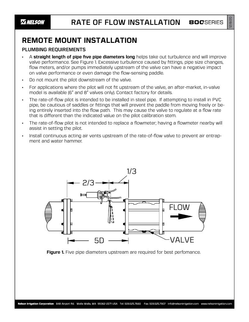 Page 1 de la notice Guide d'installation Nelson 800 Series Flow