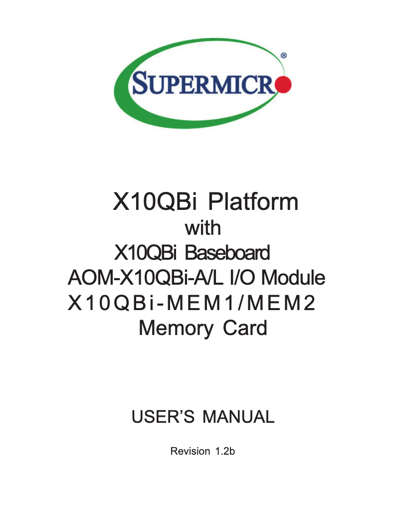 Page 1 de la notice Manuel utilisateur Supermicro X10QBi