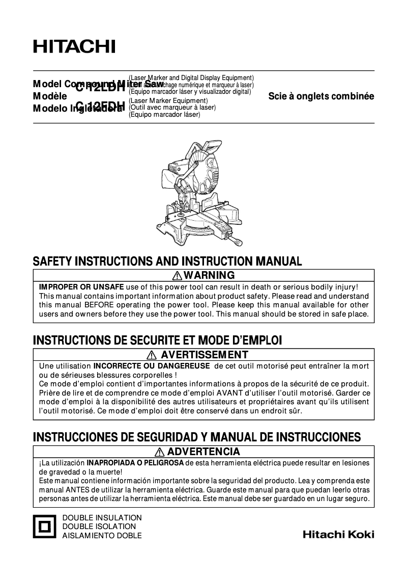 Page n°1 - Manuel utilisateur Metabo C12FDH