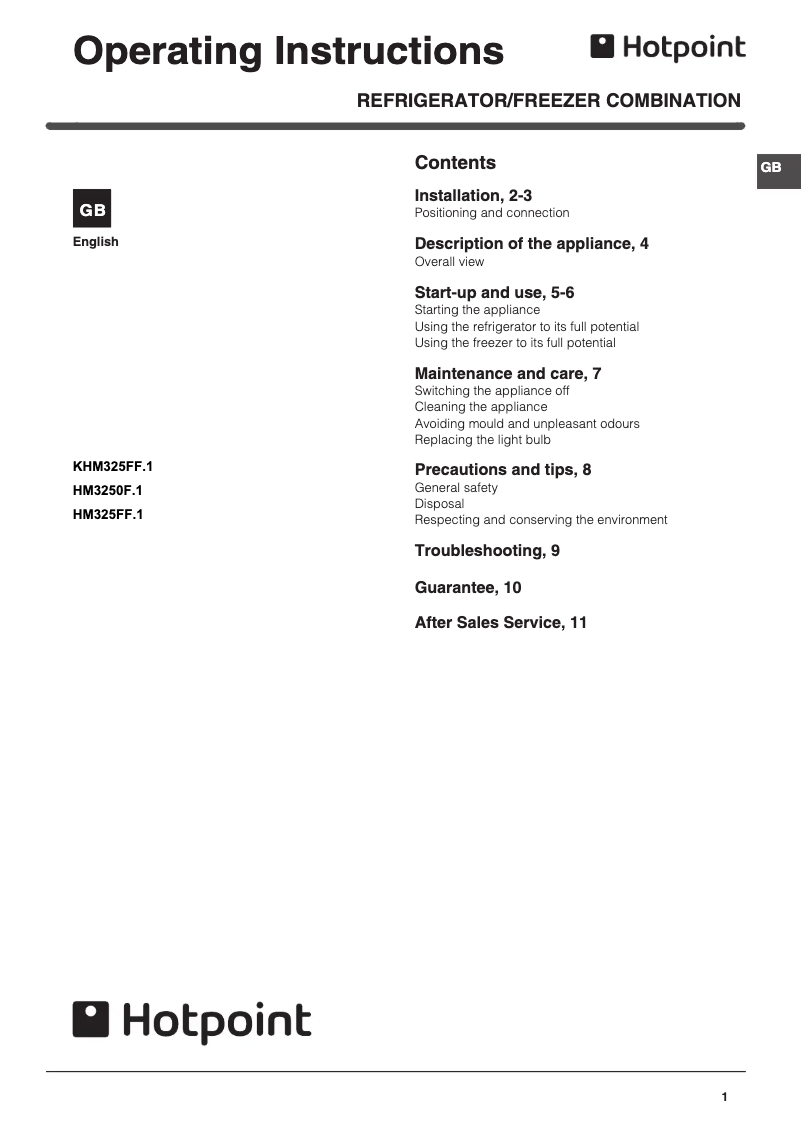 Page n°1 - Manuel utilisateur Hotpoint HM 325 FF.2.1
