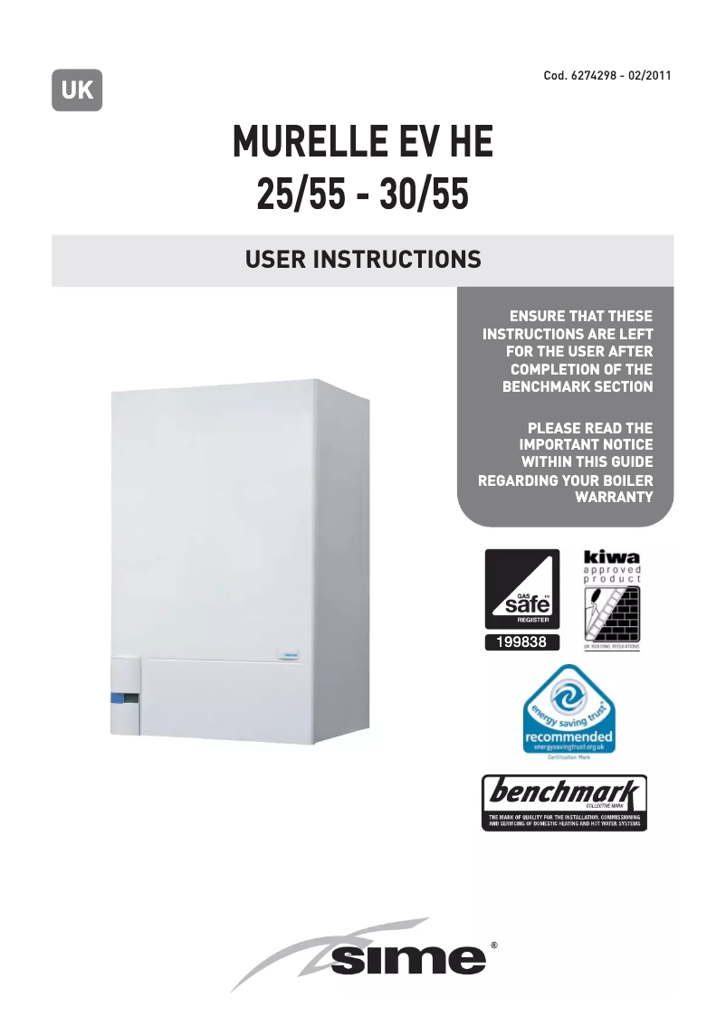 Page 1 de la notice Manuel utilisateur SIME Murelle EV HE 30/55