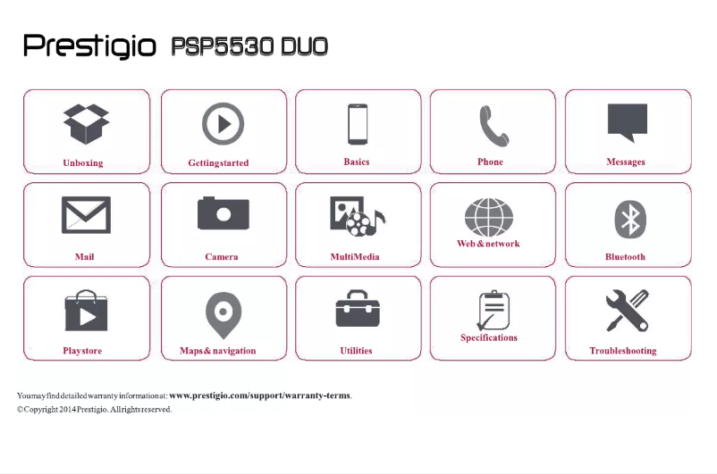 Page 1 de la notice Manuel utilisateur Prestigio Grace Z5