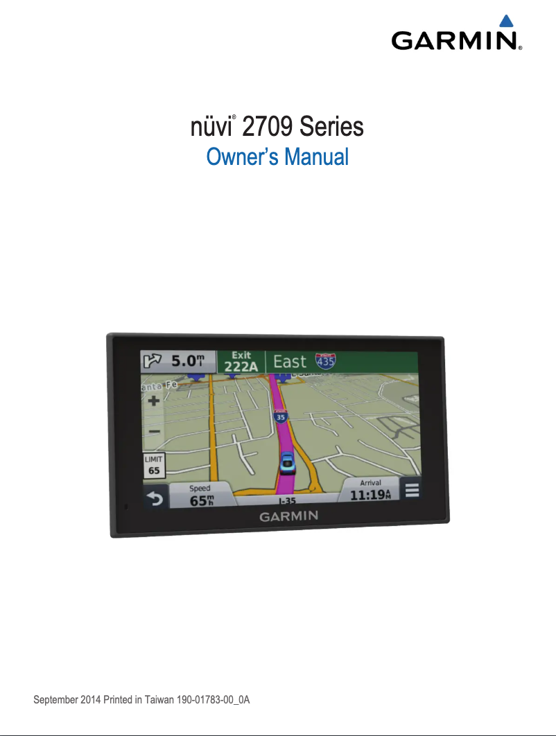 Image de la première page du manuel de l'appareil Nüvi 2709